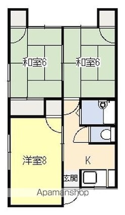 コア二見[3K/45.35m2]の間取図