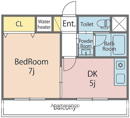 サウスキャッスル末広[1DK/30m2]の間取図