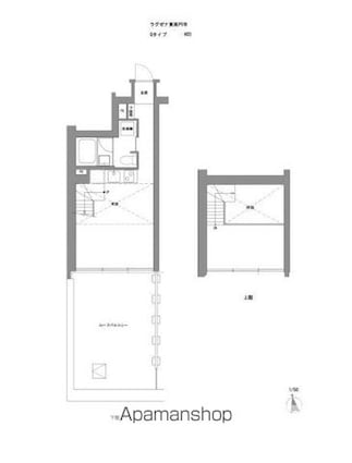 東京都杉並区高円寺南１丁目[2K/40.58m2]の間取図