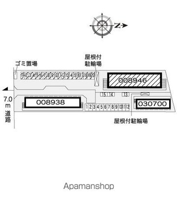 レオパレスウイング近藤[1K/22.58m2]の配置図