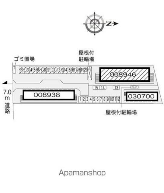 レオパレスウイング近藤[1K/22.58m2]の配置図