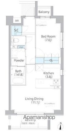 グランマスト白壁二丁目[1LDK/53.04m2]の間取図