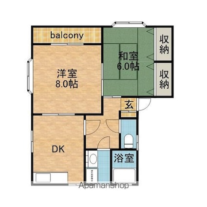 かもめハイツ[2DK/48m2]の間取図