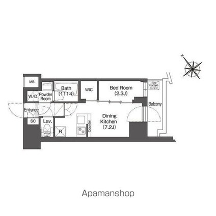 コンフォリア東大井Ⅱ[1DK/25.26m2]の間取図