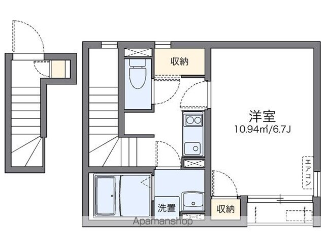 レオネクストエーリラフトリー[1K/26.22m2]の間取図