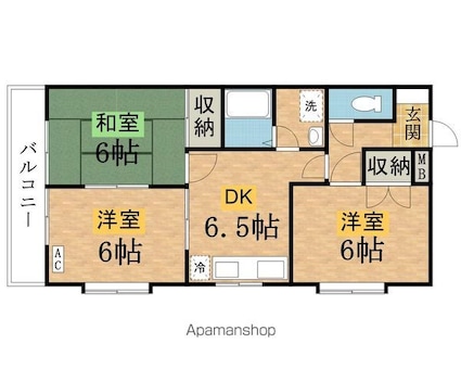 しゃんぐりらひる[2LDK/57m2]の間取図