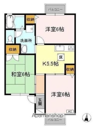 グランドールミツトヨ[3K/56m2]の間取図