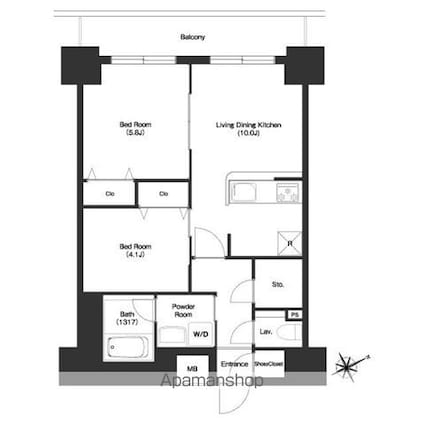 ＢＰＲレジデンス門前仲町[2LDK/50.92m2]の間取図