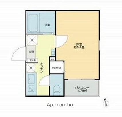 グランクオール浅草橋[1K/18.01m2]の間取図