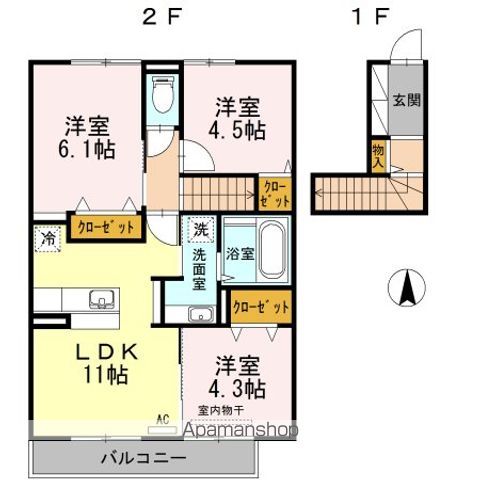 【福岡市東区香椎駅東のアパートの間取り】