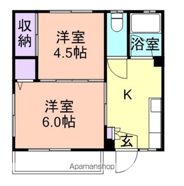 和歌山県和歌山市市小路[2K/34m2]の間取図
