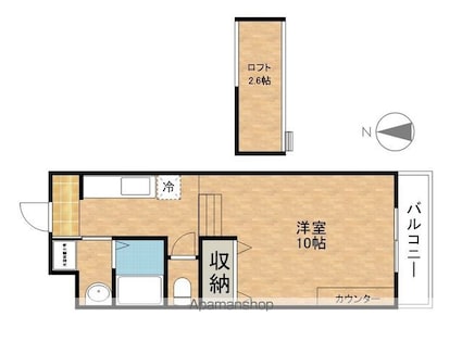 滋賀県長浜市勝町[1K/31.5m2]の間取図