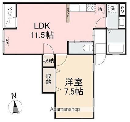 ＳＷＥＥＴ　ＷＡＴＥＲ[1LDK/46.88m2]の間取図