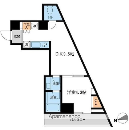 レジデンス雪谷大塚[1DK/32.55m2]の間取図