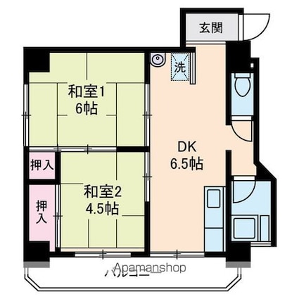 東京都北区田端新町１丁目[2DK/44.84m2]の間取図