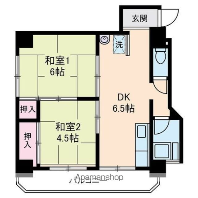 東京都北区田端新町１丁目[2DK/44.84m2]の間取図