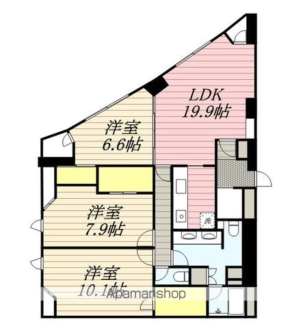 福岡市中央区地行のマンションの間取り