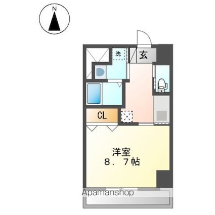 レジデンスヒルズ　ザ　ワカヤマ[1K/32.85m2]の間取図