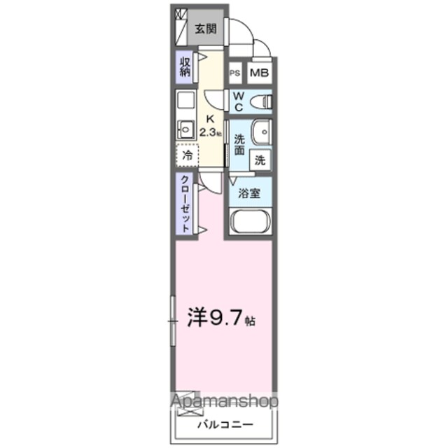 Ｗｅｓｔ　Ｐｒｉｍａｒｙ[1K/31.21m2]の間取図