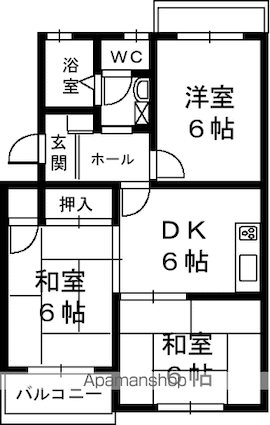 エルミタージュ[3DK/49.95m2]の間取図