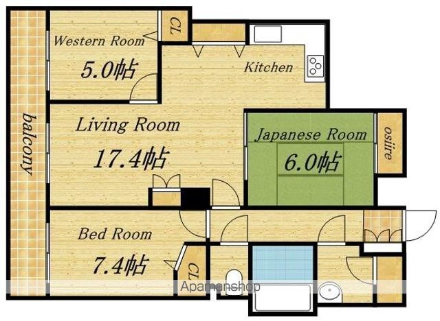 ライオンズタワー札幌山鼻の間取り写真
