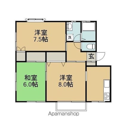 サンパレス黒澤Ｅ[2LDK/57.96m2]の間取図