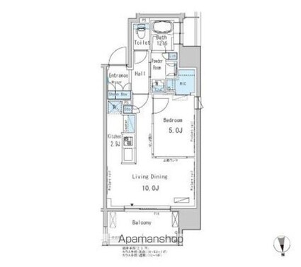 パークアクシス新御徒町Ｅａｓｔ[1LDK/44.26m2]の間取図