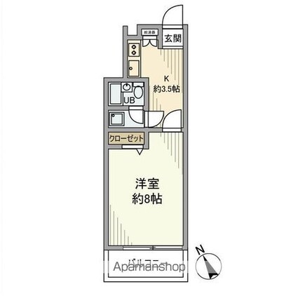 東京都新宿区片町[1K/25.31m2]の間取図