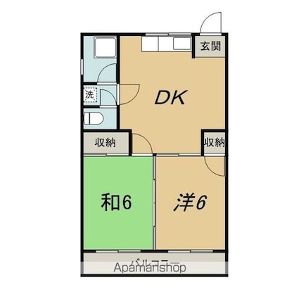 ニューサンシャインホリコシ[2DK/44m2]の間取図