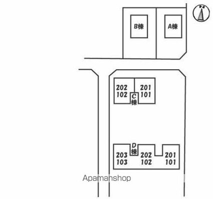 グリーンヒルズ泉川　Ｄ棟[3DK/59.33m2]の配置図