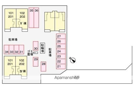 グローヴ・ガーデンⅤ[1LDK/46.06m2]の配置図