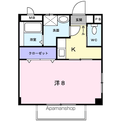 ベルフローラ[1K/26.08m2]の間取図