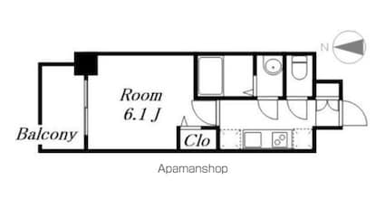 プレサンス名古屋菊井セルカ[1K/21.46m2]の間取図
