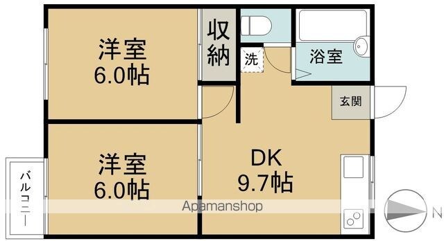 矢野ハイム[2DK/39.74m2]の間取図