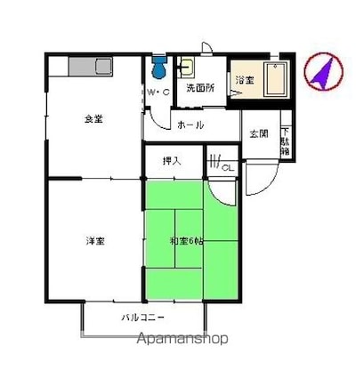 フォーレス華　Ｂ棟[2K/43.75m2]の間取図