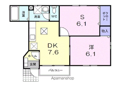 エフインフィニート[1SDK/43.08m2]の間取図