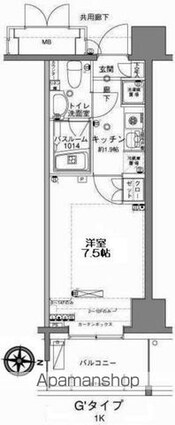 ＭＦＰＲコート木場公園[1K/23.41m2]の間取図