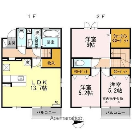 メゾンランタン[3LDK/76.06m2]の間取図