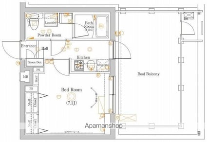ラフィスタ大山[1K/25.5m2]の間取図