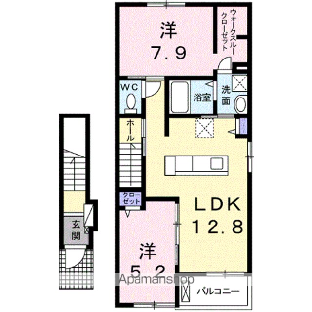 カーサ・フォレスタ[2LDK/56.81m2]の間取図