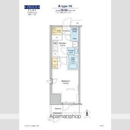 プラウドフラット四谷三丁目[1K/28.92m2]の間取図