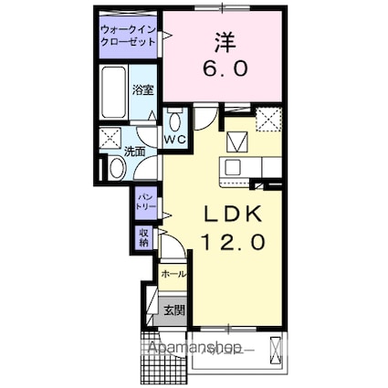 ハートホーム　Ⅱ[1LDK/44.55m2]の間取図