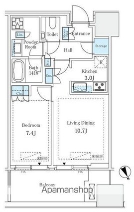 麻布台ヒルズレジデンスＢ[1LDK/53.7m2]の間取図