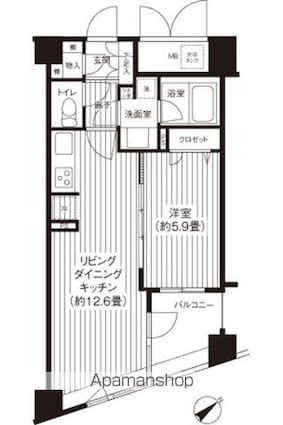 コスモリード新宿余丁町[1LDK/42.82m2]の間取図