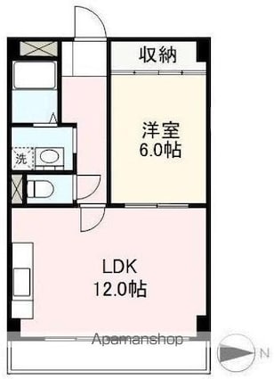 グランフォーレ三条[1LDK/44.55m2]の間取図