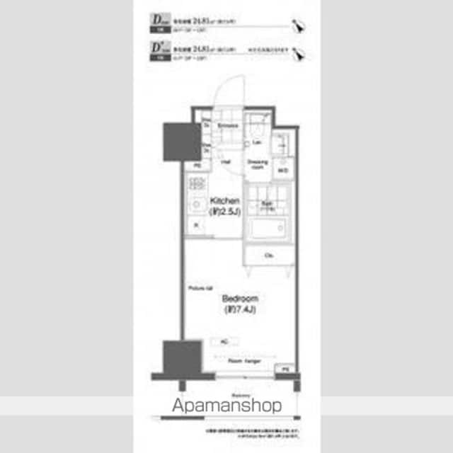 プライムアーバン板橋[1K/24.81m2]の間取図