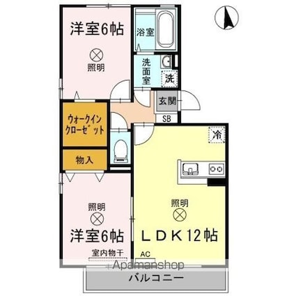 リビングタウン旭川　Ｂ棟[2LDK/56.3m2]の間取図