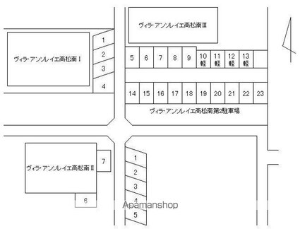 ヴィラ・アンソレイエ高松南Ⅰ[1K/24m2]の配置図
