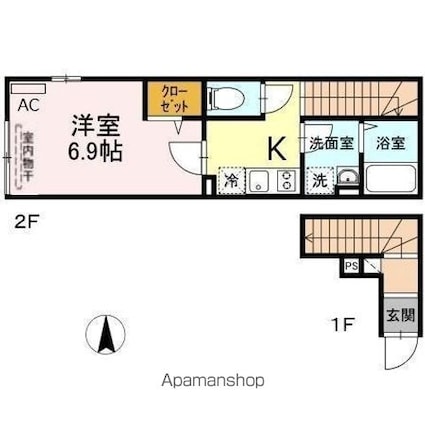 ＭＩＪＡＳ　ＫａｍｅａｒｉーＥＳＴＥ[1K/30.64m2]の間取図