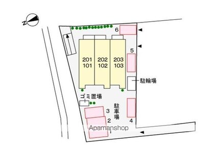 香川県高松市田村町[1LDK/41.98m2]の配置図